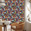 Wallpaper Small Flowers Blue and Red for Living Room and Bedroom 50x1000
