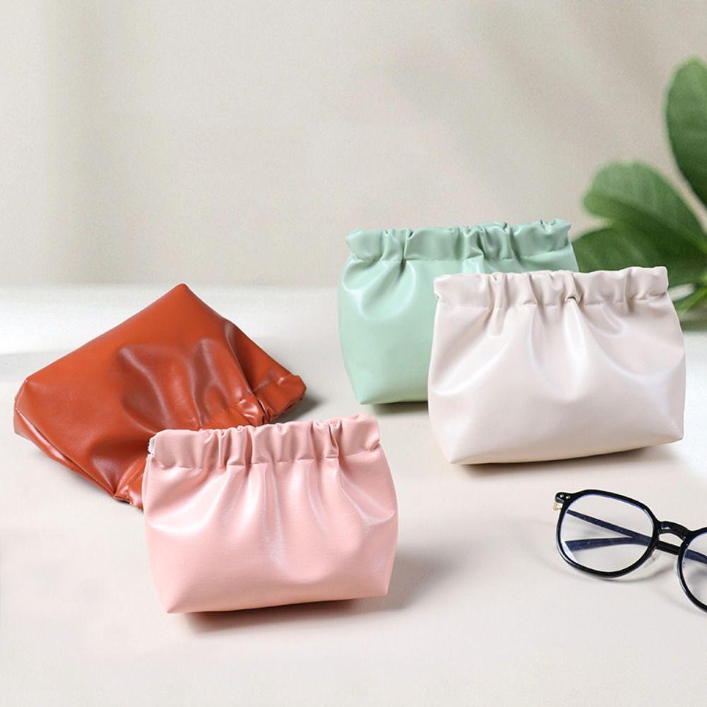 Pu Leather Mini Cosmetic Bag Makeup Bag Leaf Spring Bag Simple Coin Bags Change Storage