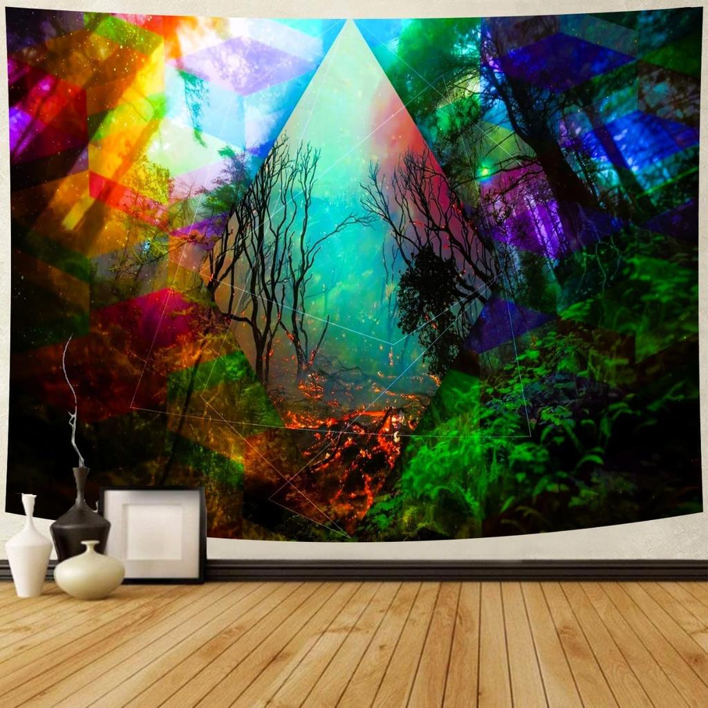 Delur Forest Tapestry Tree of Life Tropical Rainforest Tapestry Wall Hanging Colorful Nature Landscape Mystical Psychedelic Spiritual Headboard for