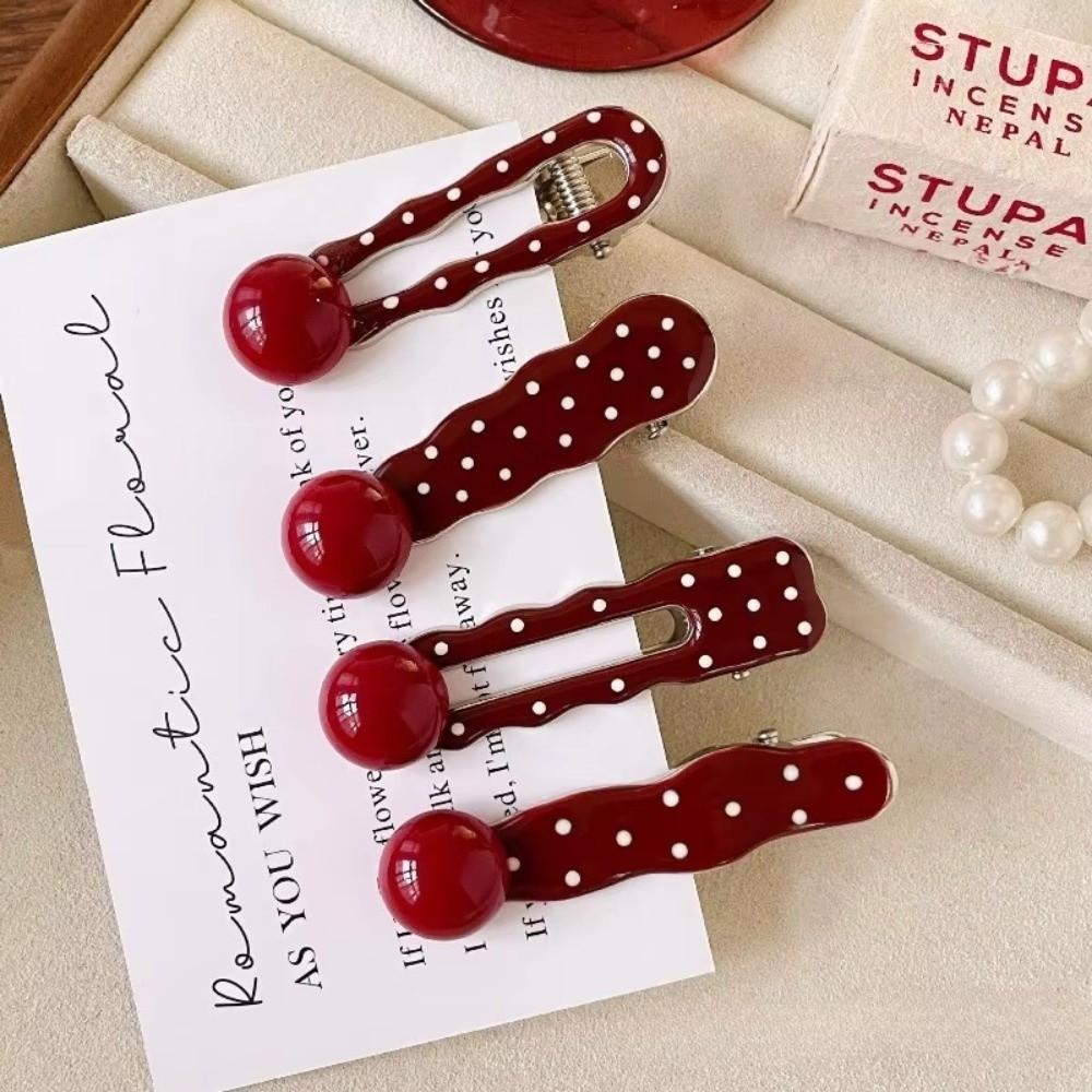 Seamless Hair Barrettes Polka Dot Hairpin Sweet Bangs Clip for Women Girls