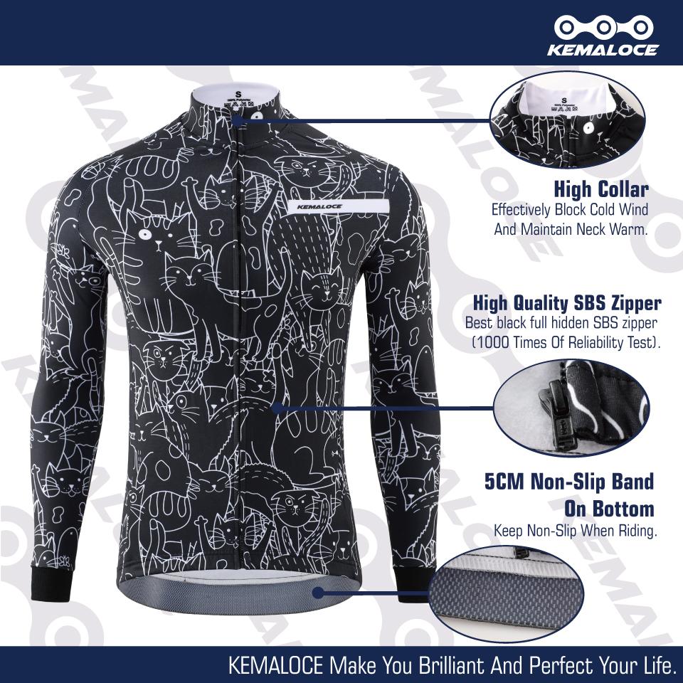 KEMALOCE Зимние велосипедные куртки мужские флисовые с длинными рукавами из черной и белой термоткани