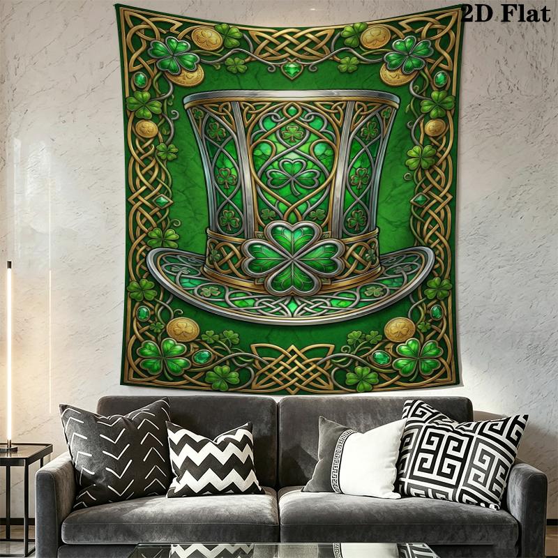 St.Patrick's Day Wall Tapestry Aesthetic Wall Hanging Printed Fabric Blanket Decorative Tapestries for Bedroom Living Room Home Decor