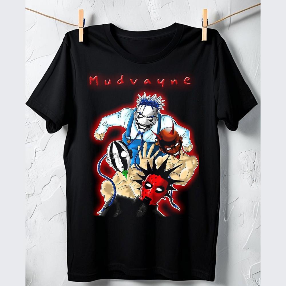 Постер Mudvayne Музыкальная группа Мультяшный Хэллоуинская футболка Унисекс Черный S-5XL ND1547 Унисекс Футболка