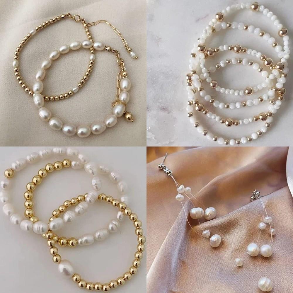 1890pcs 4/6/8/10/12mm Size DIY Bracelet Beads with Gold Beads Crafting Beads for Necklaces