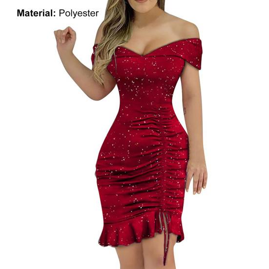 Леди Нижние Юбки Плюс Размер Торжественное Платье С Открытыми Плечами Оборками Подол Женщины Сплошной Цвет Талии Облегающее Платье для Свадьбы