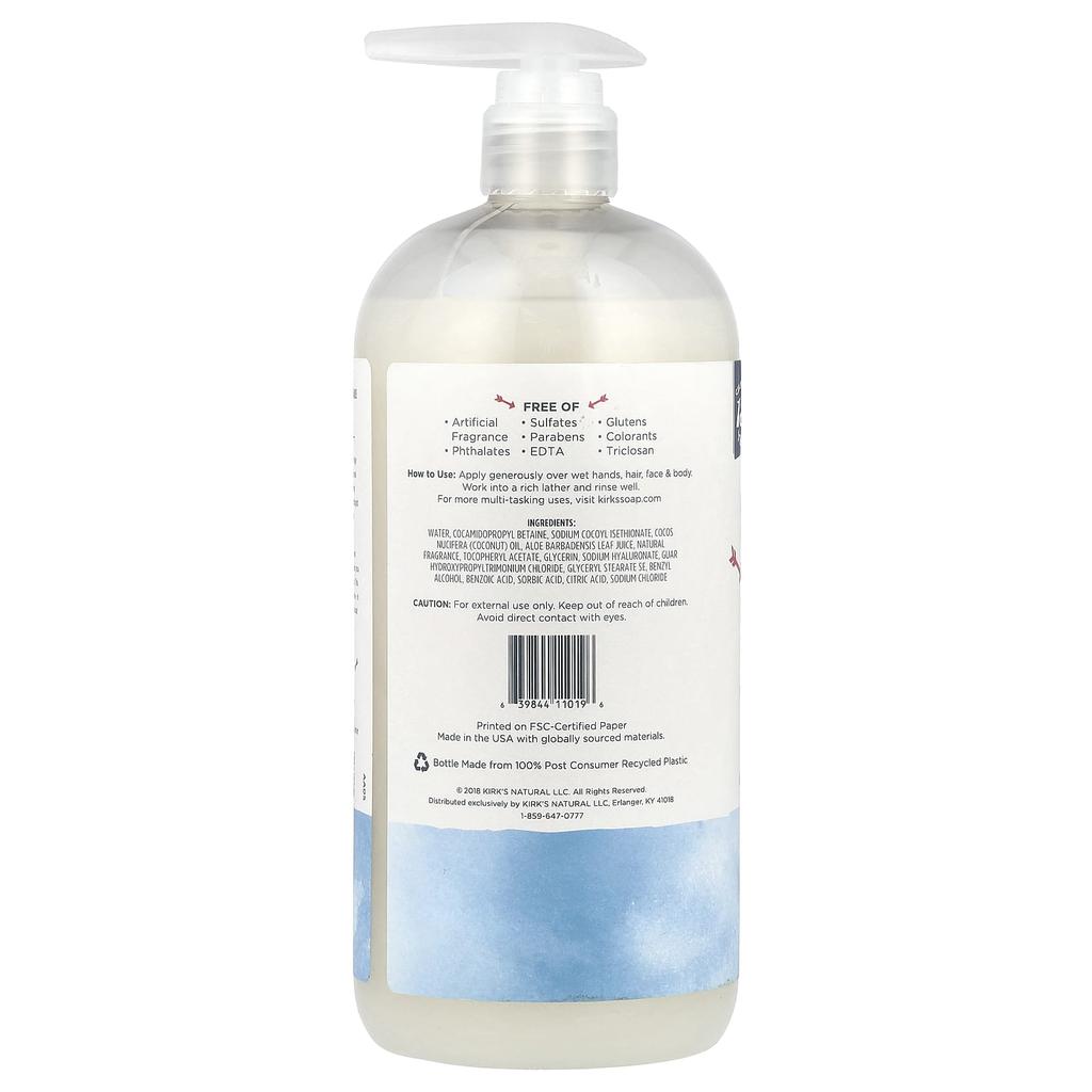 Kirk's, 3-in-1 Head To Toe Nourishing Cleanser, Original Fresh, 32 Fl Oz (946 Ml)