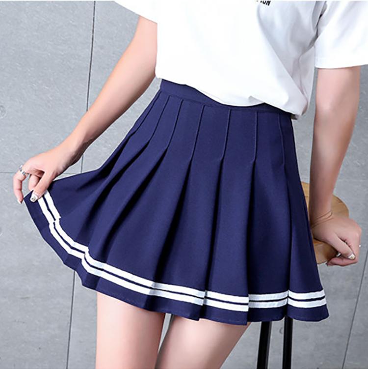 Детская плиссированная юбка, короткая юбка с высокой талией, корейская юбка средней длины, весенне-летняя студенческая антилегкая однотонная короткая юбка
