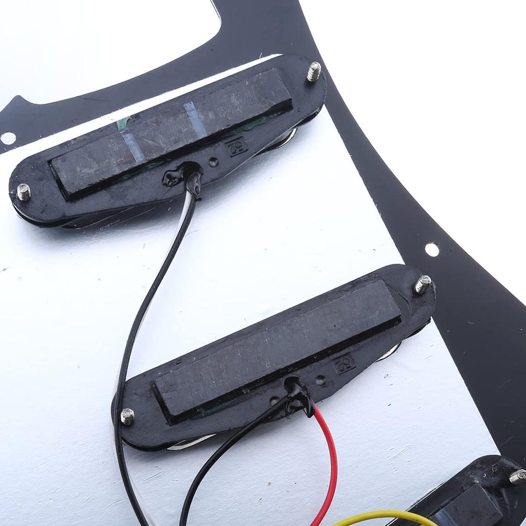 Musiclily 11-Hole SSS Loaded Pre-Wired Single Coil Pickup Pickguard Set for Fender Squier Stratocaster Electric Guitar, 4-Ply Black Pearl