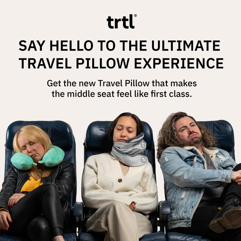 Trtl Pillow Plus Регулируемая подушка для шеи для путешествий в самолете Дорожная подушка с высококачественной пенной подкладкой для поддержки головы и шеи Легкая, можно стирать в стиральной машине