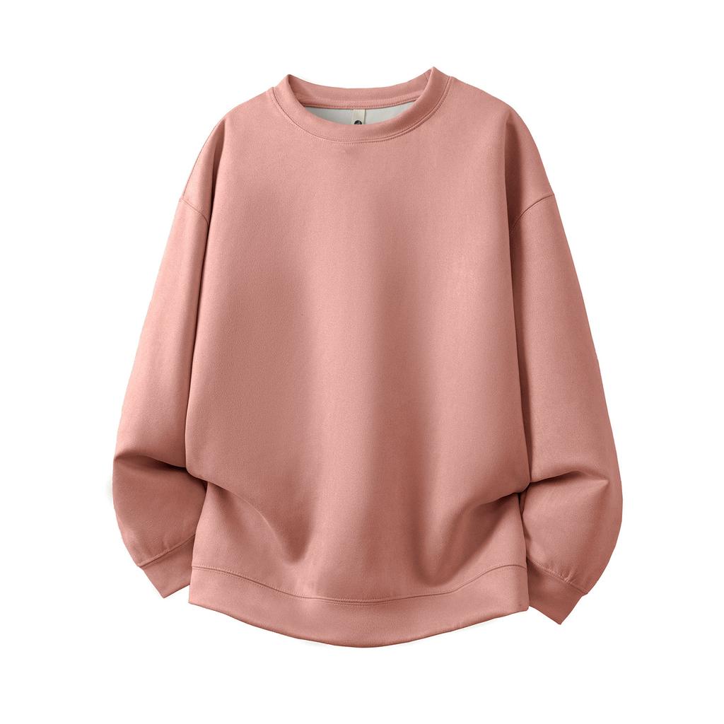 Осенняя мужская однотонная замшевая куртка-свитер с круглым вырезом, мужской повседневный свитер свободного кроя