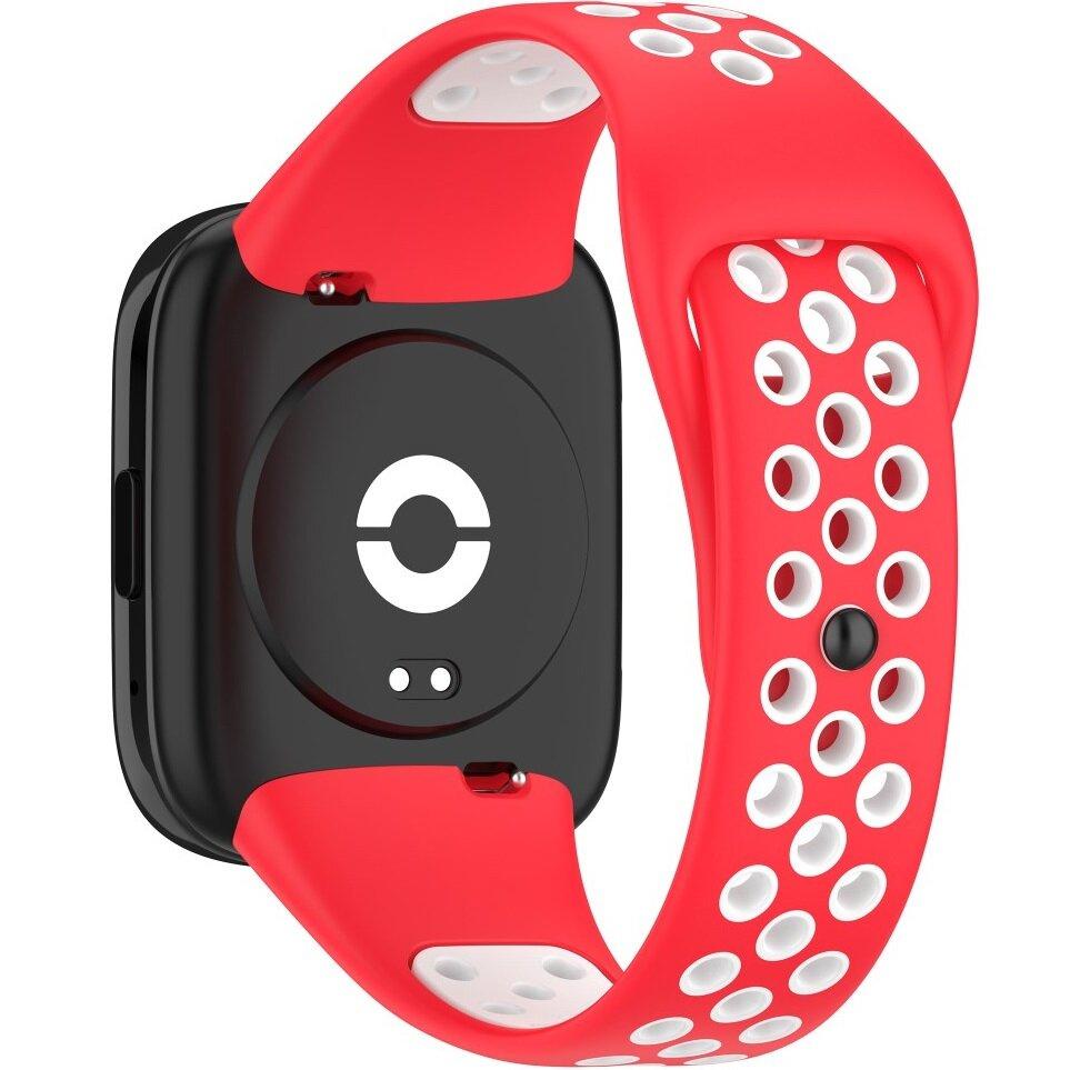 Silicone Strap for Xiaomi Redmi Watch 3 Active, Red / White