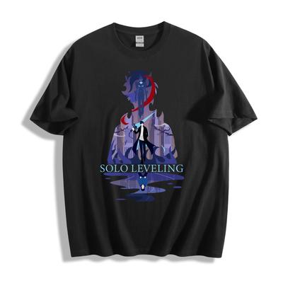Футболка с силуэтом Сон Джин У из Solo Leveling - Унисекс футболка с дизайном в стиле городского фэнтези