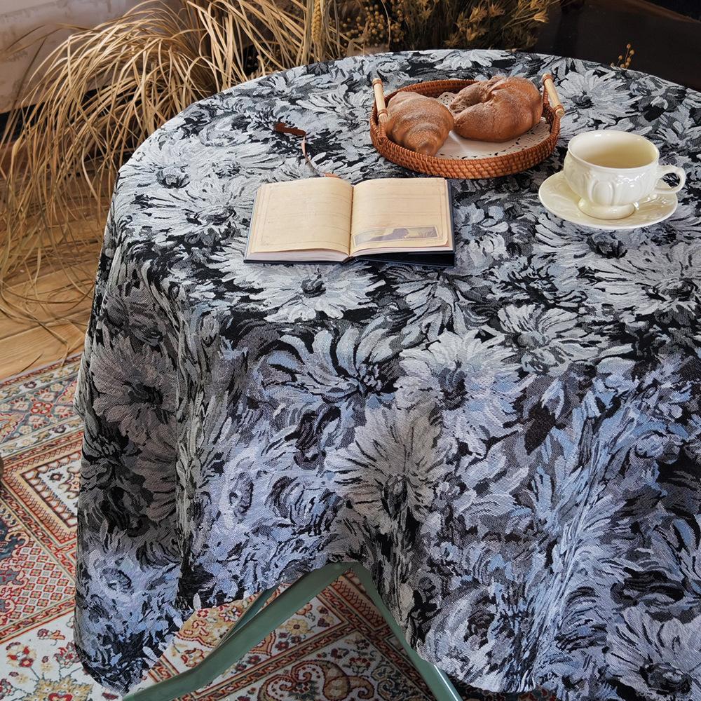 Monet Garden Vintage Oil Painting Jacquard Cotton Linen Tablecloth High-End Tv Cabinet Cover Towel Home Table Mat