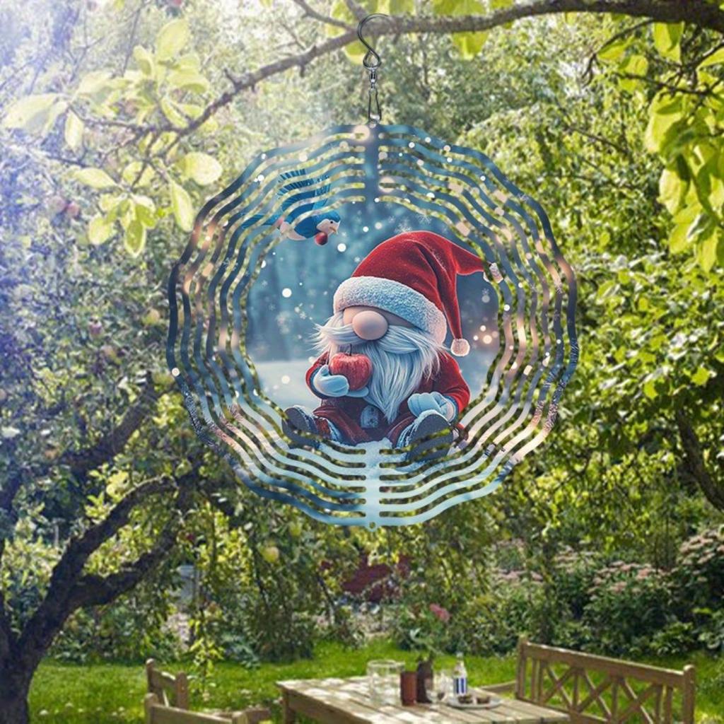 Рождественский гном, ветряной спиннер, 2D металлическое кинетическое искусство для декора сада, двора, к празднику, Дню благодарения, не требует батареек, прочный