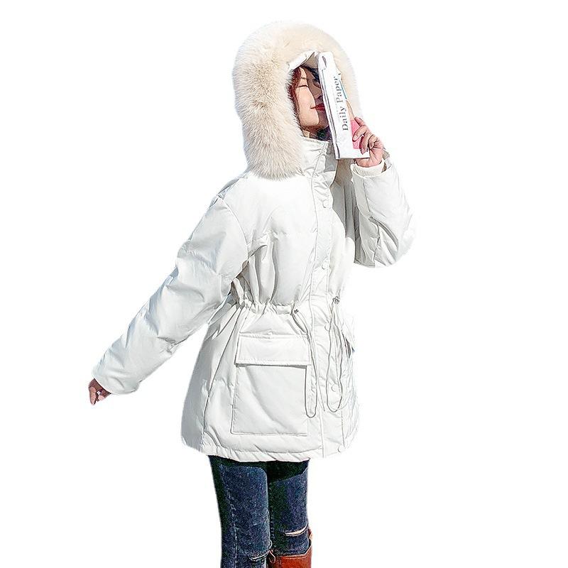 Women's Short Down Jacket In Autumn And Winter White Duck Down Big Wool Collar Jacket Thick Coat