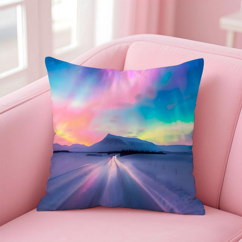 Dreamy And Beautiful Arctic Aurora Cushion Cover Pillow Case Soft Skin Friendly Fabric Concealed Zipper