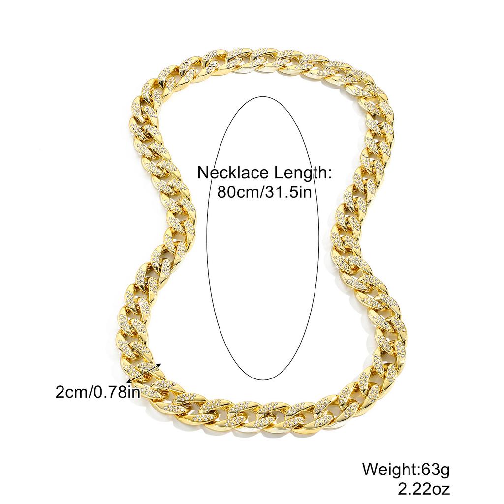 Ожерелье для женщин и мужчин Ожерелья Хип-хоп Аксессуары для хип-хопа Панк Бриллиантовое Ожерелье Мужское Акриловое Полное Бриллиантовое Кубинское Цепь Элегантное Ожерелье