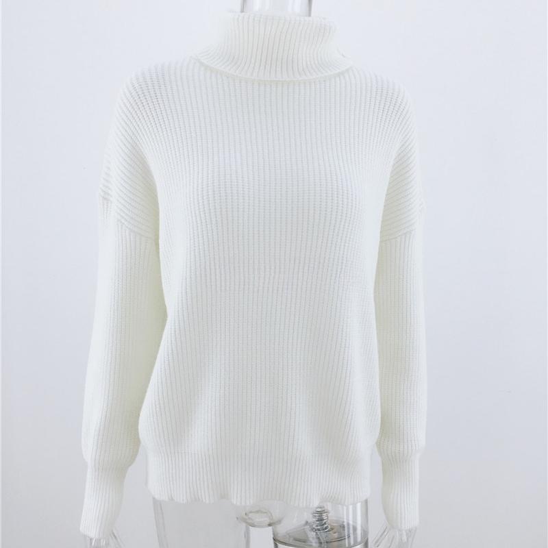 IHUASU Женский осенне-зимний свободный свитер с высоким воротом, однотонный свитер большого размера