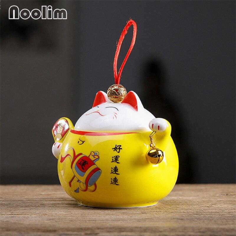 Lucky Cute Cat Caddy Керамическая герметичная банка в форме животного Дорожная портативная банка для специй Кухонный небольшой резервуар для хранения