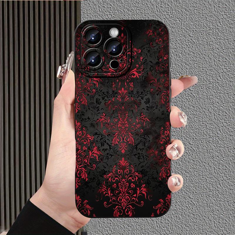 Красный и черный чехол для телефона в готическом стиле, подходящий для iPhone 17 16 15 14 13 12 11 Pro/Max/Plus, противоударная задняя крышка