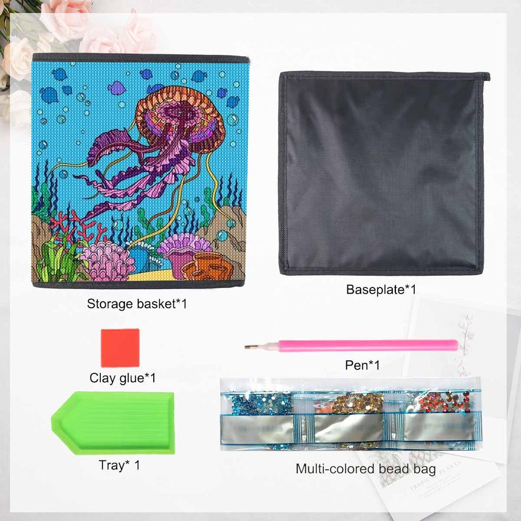 Beautiful Jellyfish 5D Diamond Painting Storage Basket Full Round Drill Mosaic Diamond Embroidery Cross Stitch Kits Home Decor Home Decor