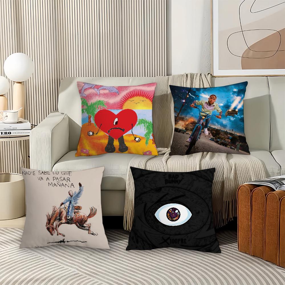 Singer B-Bad B-Bunny Pillow Case Suitable For Bedrooms Living Rooms Cars Home Decoration