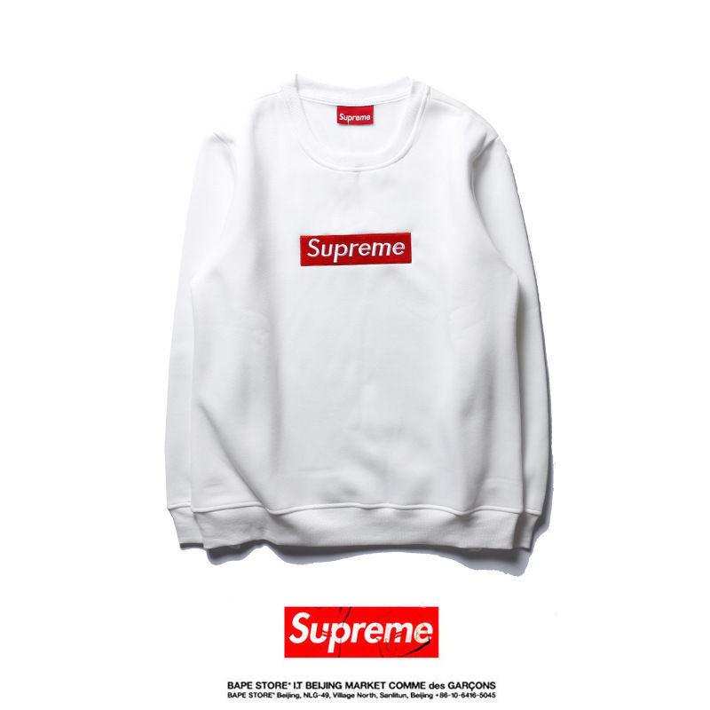 Supreme Мужская Женская Толстовка Худи для Скейтборда Куртка с Круглым Вырезом Свитер Пуловер из Удобной Хлопковой Смеси
