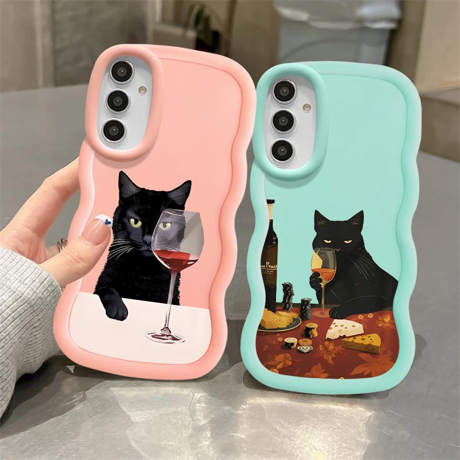 Чехол 'Слегка пьяный кот' для Samsung Galaxy A14 A16 A13 A12 A15 A11 A21s A52 Мягкая крышка для телефона A06 A22 A33 A53 A04 A03 A05 A23