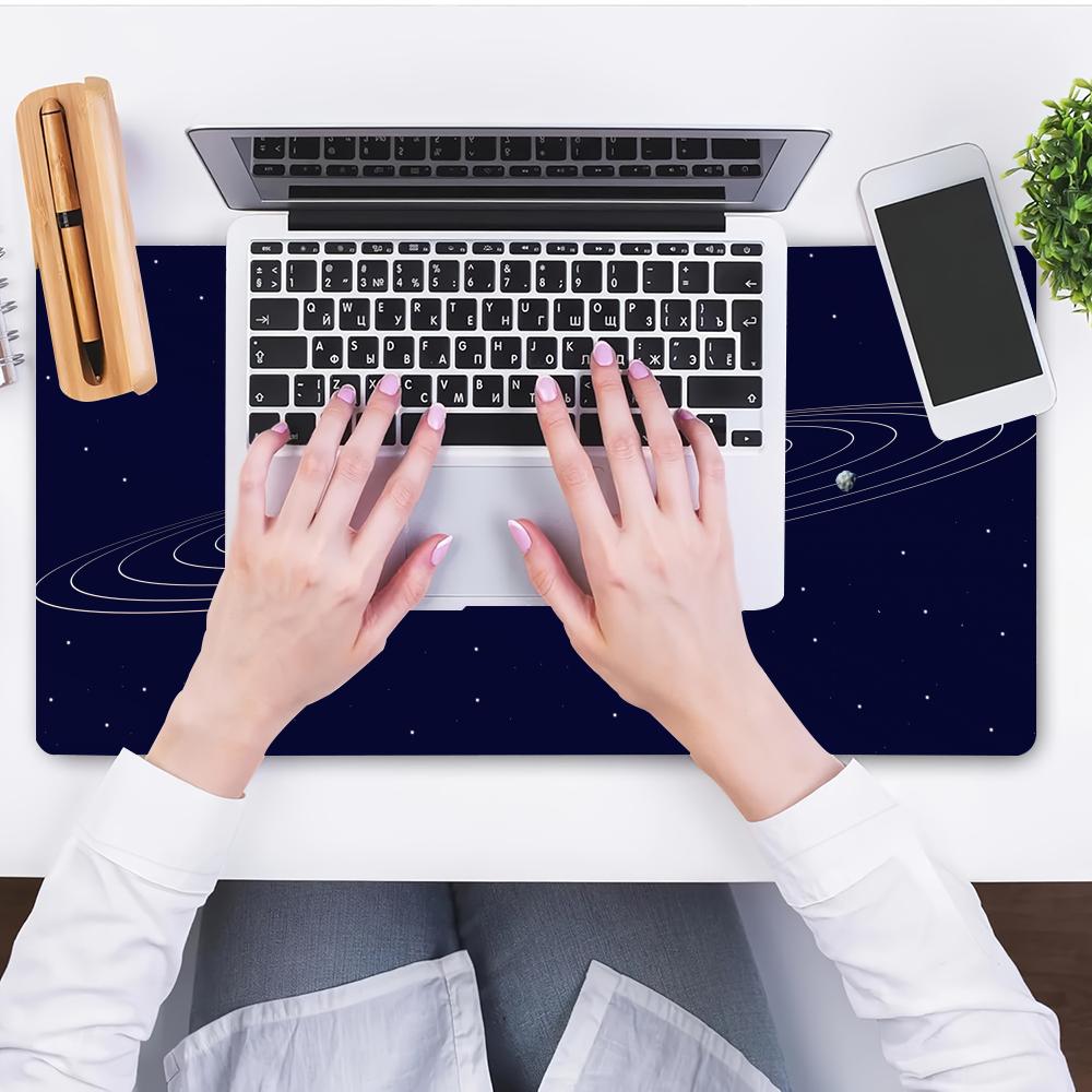 Игровой коврик для мыши Планета Космоса Deskpad Большой резиновый коврик для клавиатуры Поверхность для компьютерной мыши Нескользящий Заблокированный край Компьютерный коврик