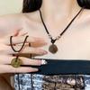 Chain Flower Beads Necklace Ethnic Round Pendant Necklace Trendy Camellia Stacking Necklace  Couple