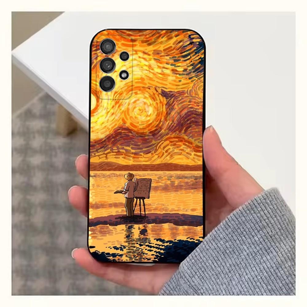 Чехол для телефона с рисунком под Ван Гога «Подсолнухи» для Samsung S25, S24, S23, S22, S20, S21, S10, Ultra, Plus, Lite, FE, Мягкий силиконовый черный чехол