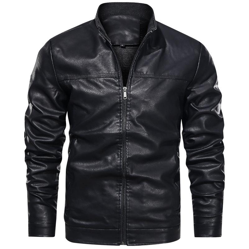 Men's Spring and Autumn New Leather Jacket Men's PU Leather Baseball Collar Youth Locomotive Leather Jacket Men's Jacket