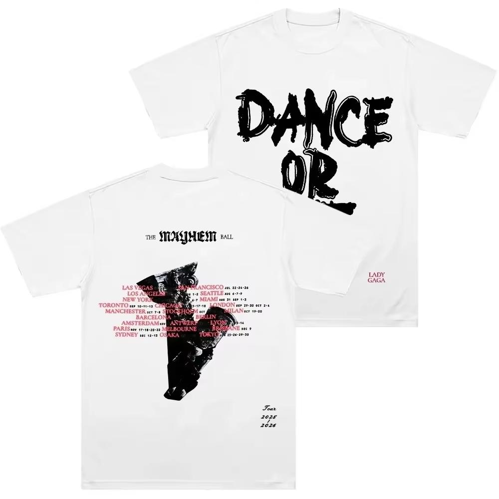 2026 Lady Gaga Mayhem Dance or Die World Tour Unisex Loose Y2K Vintage Crew Neck Comfort Casual Women And Men T-shirt