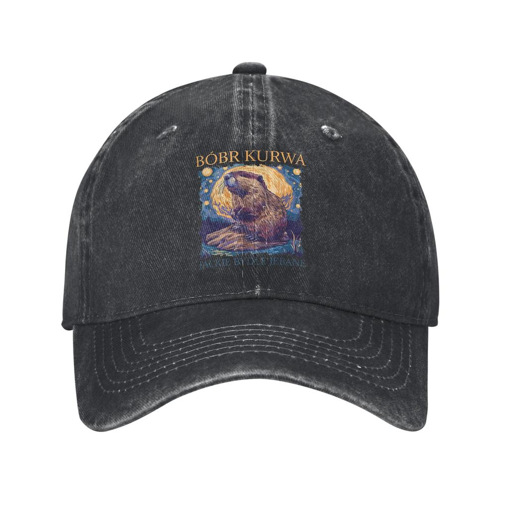 Vintage Bobr Kurwa Baseball Cap for Unisex Women Distressed Denim Snapback Cap Bober Outdoor Activities Adjustable Caps Hat