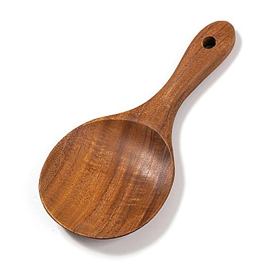 Ложка для риса с красивой текстурой, антипригарное покрытие, короткая ручка, деревянная ручка, кухонная ложка из тикового дерева, кухонная ложка