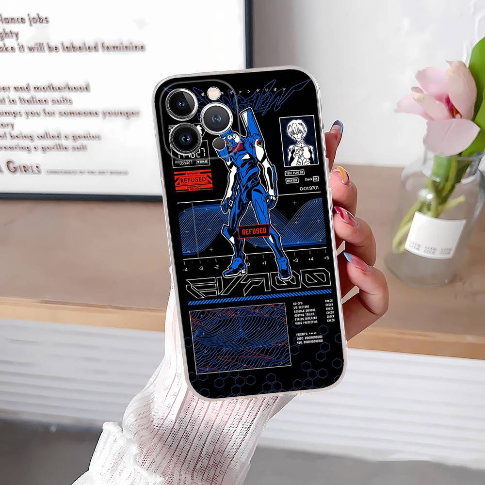 Чехол для телефона с принтом аниме Евангелион для iPhone 11 13 16 12 17 14 15 Pro Max Plus Мягкий прозрачный задний чехол Coque