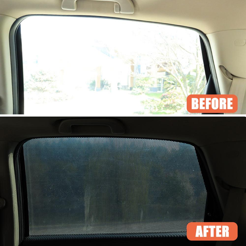 2Pcs 42x38cm DIY Car Stickers Sun Shades Sun Protection Window Cover Black PVC Sunshade Side Window Shield with Small