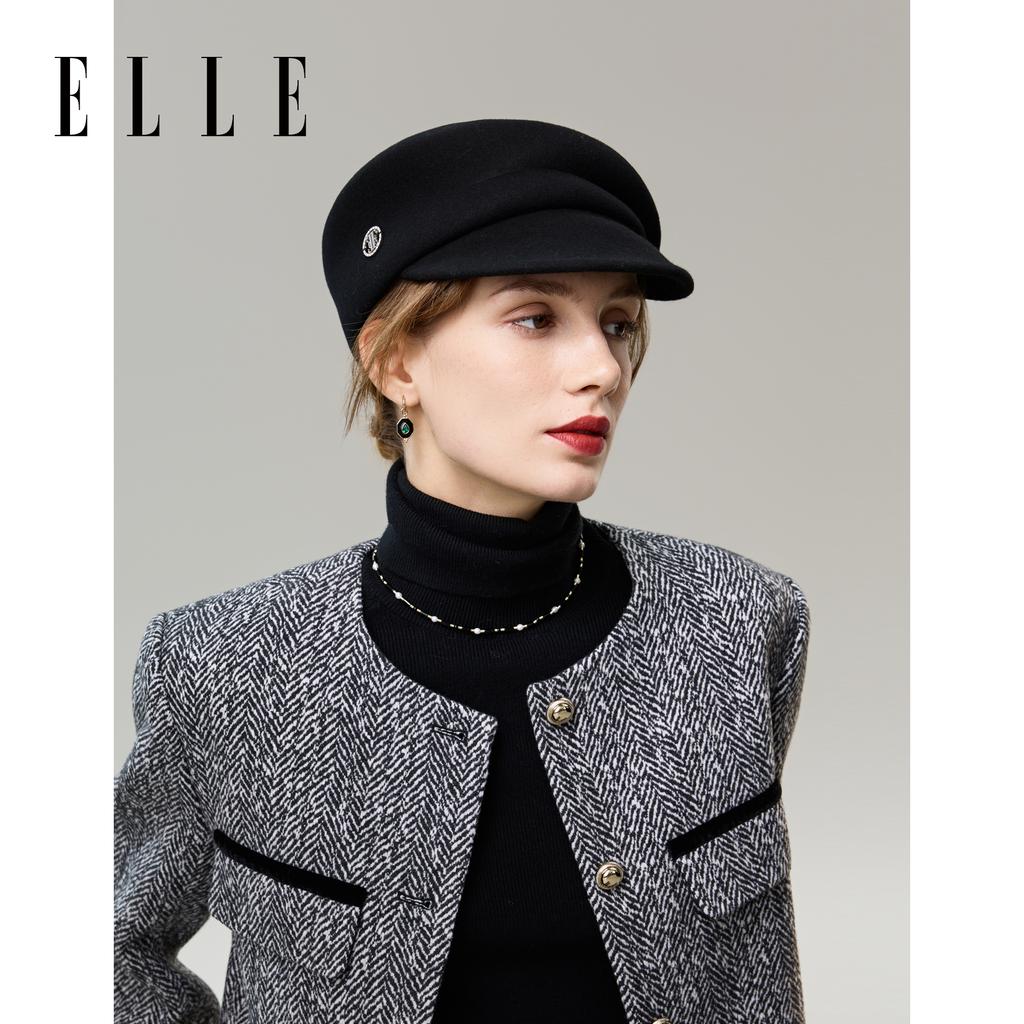 ELLE 100% Sheep Wool Pleated Duck Tongue Hat