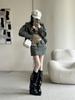 European and American style metal buckle pointed head wedge heel thin trouser tube boots