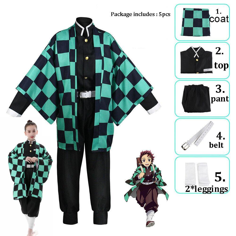 Аниме Убийца Демонов: Tsuyuri Kanawo Kamado Nezuko Кимоно Косплей для Девочек и Мальчиков, Костюм для Ролевой Игры, Детский Комплект