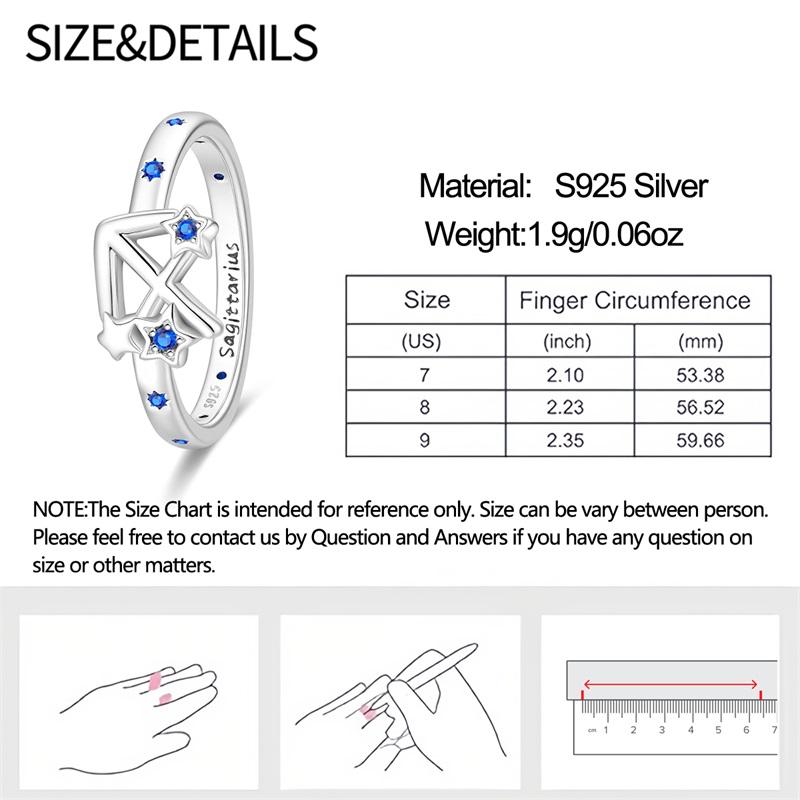 New 925 Silver Twelve Constellation Series Zircon Ring For Women Fit Wedding Party Jewelry Gifts