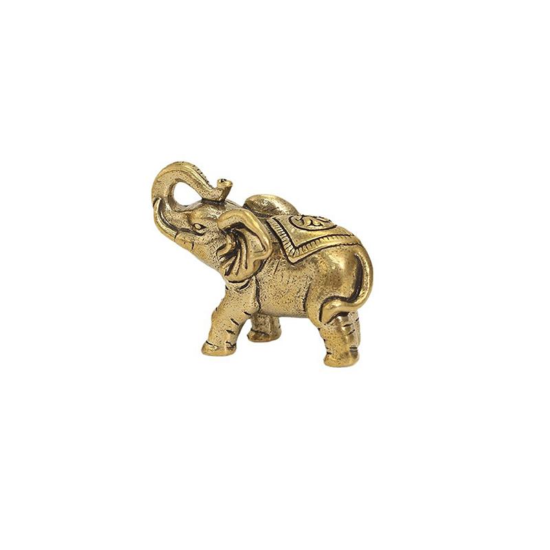 Brass Little Lucky Elephant Miniature Statue Decorative Home Brass Sculpture Desk Decoration