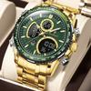 POEDAGAR Top LED Man Clock Waterproof Electronic Luxury Men's Watches Dual Time Display Digital Stainless Steel Quartz Watch