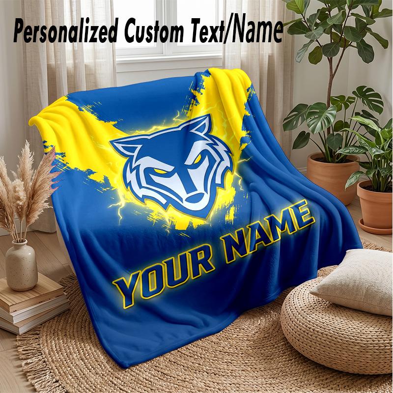 Warrington Wolves Custom Flannel Throw Blanket Print Your Name Text Soft Warm Blanket Holiday Present