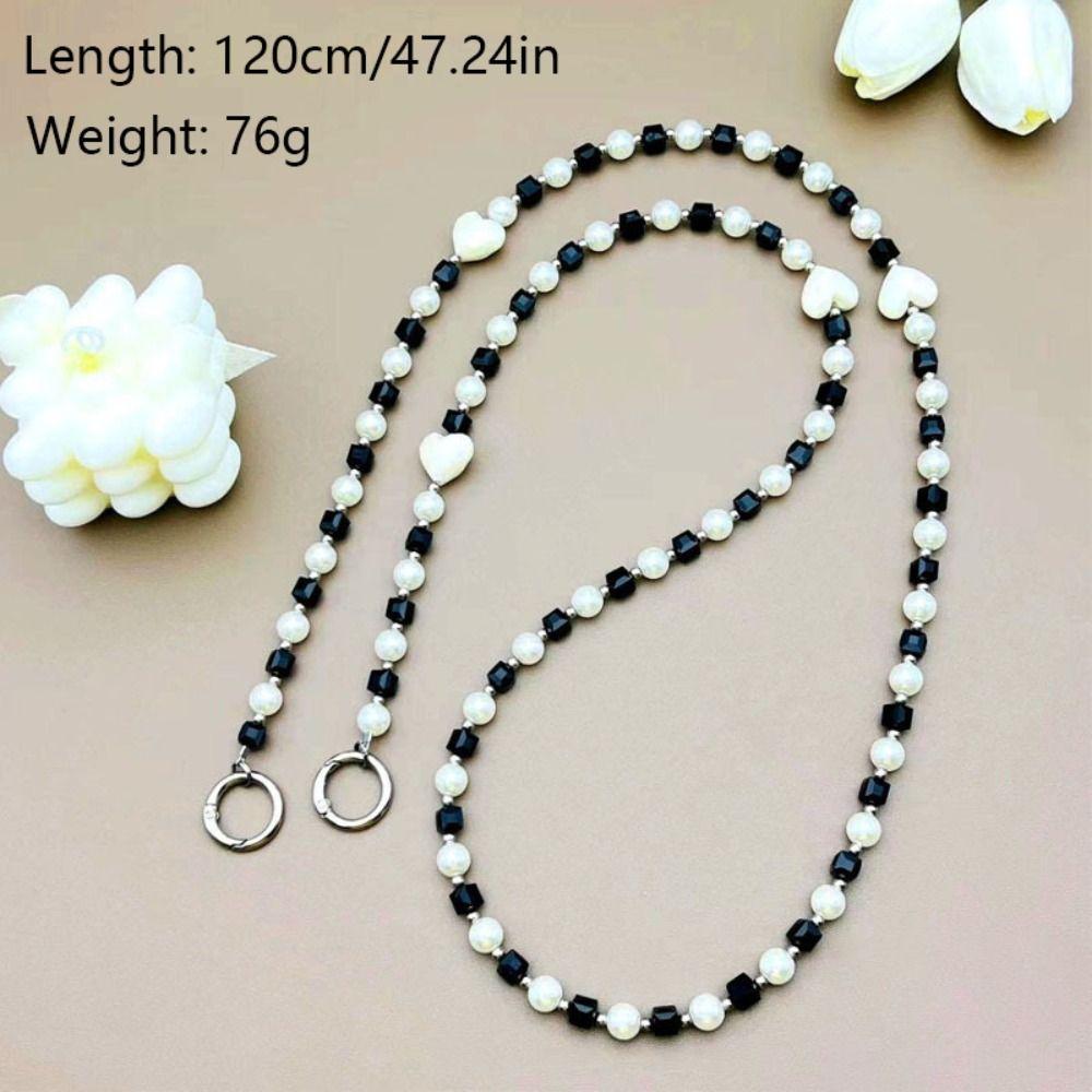 Hanging Decoration Wallet Necklace Chain Pearl Love Bead Phone Anti Loss Lanyard Phone