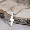 DGIDDK Stainless Steel Simple Lightning Pendant Necklace Men And Women Tide Retro Fashion Personality Hip-Hop Sweater Chain