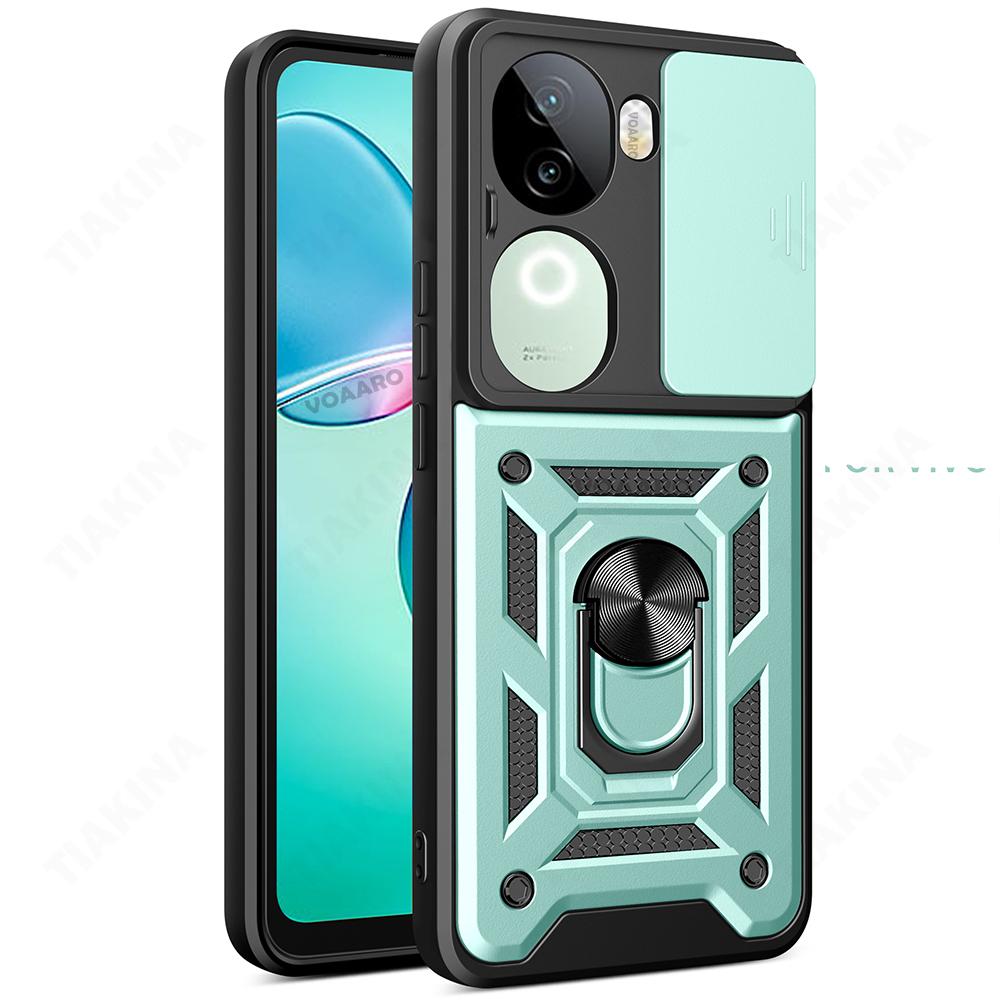 Чехол-книжка Slide Lens Armor для Vivo IQOO Z9S 5G Global Case Магнитное кольцо-подставка Держатель Крышка для Vivo V40E 5G Global Case Задняя крышка Capa