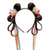 Tassel Chinese New Year Headwear Braid Hair Hanfu Hair Sticks Sweet Red Bow Hairband  Baby