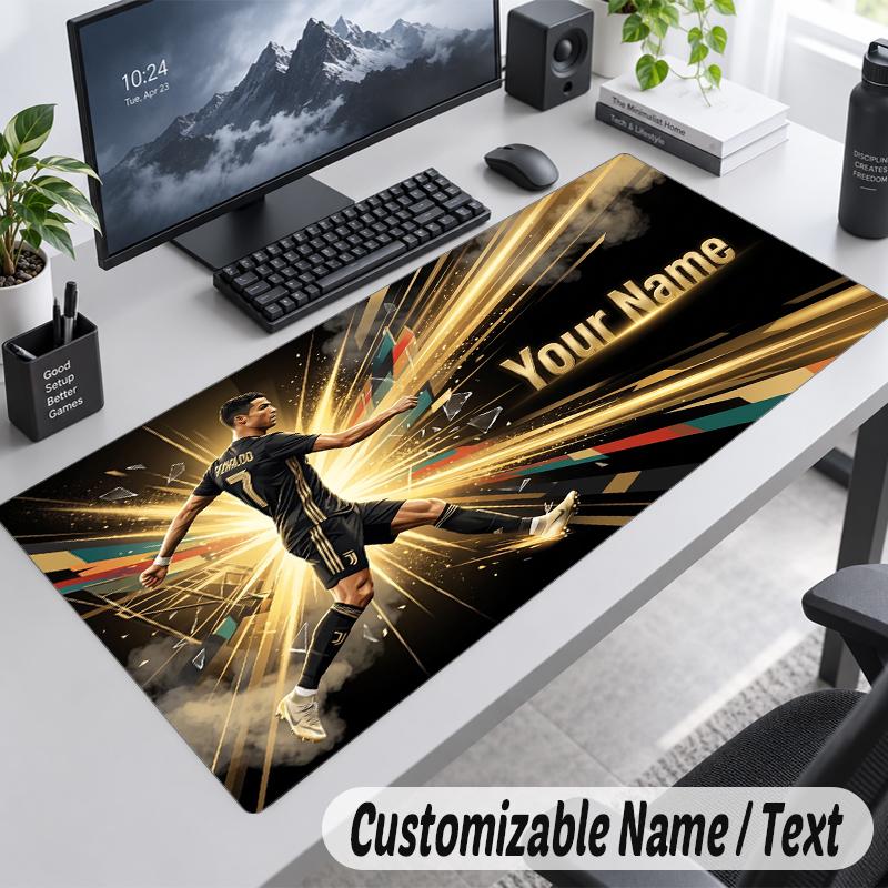 Custom Name Text Mouse Pad Cristiano Ronaldo Personalized Desk Pad For Work And Gaming