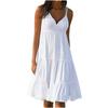 Женское пляжное платье для летних каникул, элегантное однотонное платье с v-образным вырезом на бретельках, повседневное вечернее платье-комбинация